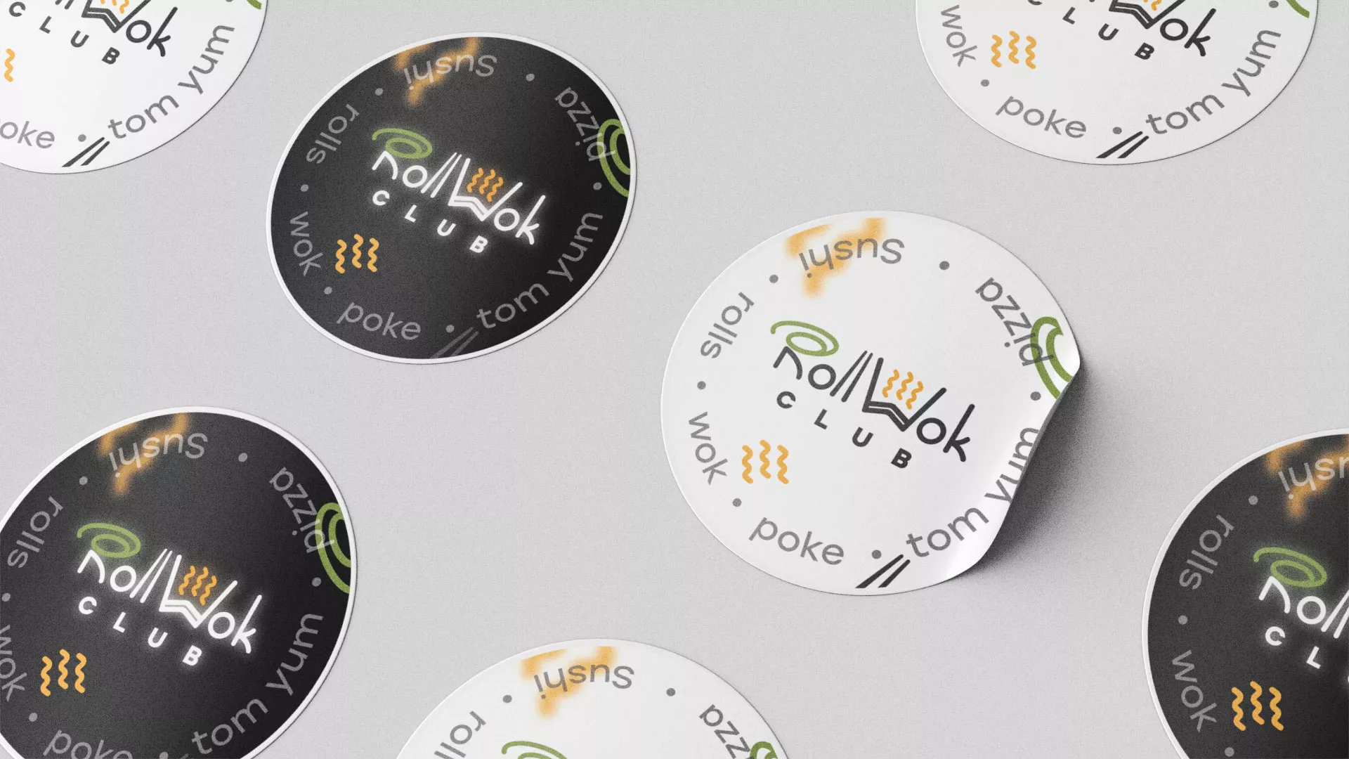 Разработка наклеек для суши-бара «Roll Wok Club» в Верхнем Уфалее