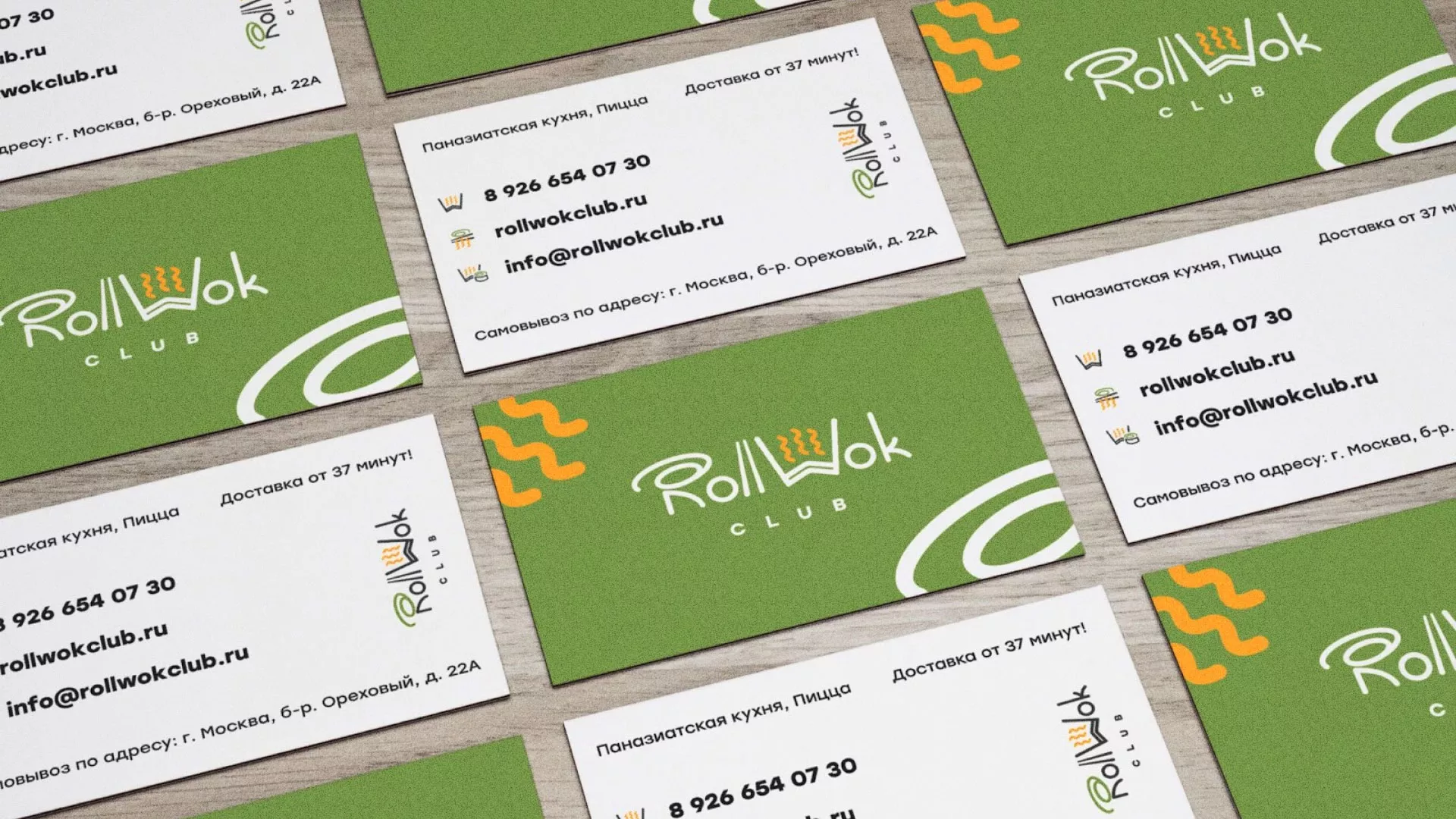 Разработка дизайна визиток суши-бара «Roll Wok Club» в Верхнем Уфалее